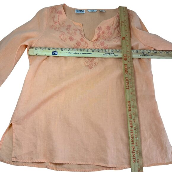 Edward Irish Linen Tunic Top Women’s SZ:M Peach Embroidered Boho 3/4 Sleeve - Picture 8 of 8